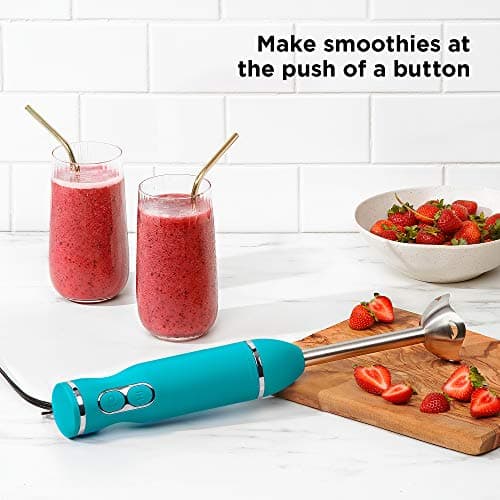Chefman Immersion Stick Hand Blender with Stainless Steel Blades, Powerful Electric Ice Crushing 2-Speed Control Handheld Food Mixer, Purees, Smoothies, Shakes, Sauces & Soups, Sky Blue 5