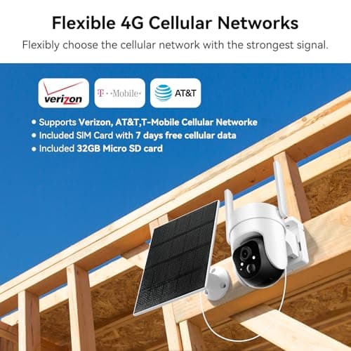 ANMESC 4G LTE Cellular Security Camera Includes SD&SIM Card, 2K Solar Outdoor Cam Wireless Without WiFi Needed,Live View, Color Night Vision, Motion&Siren Alert, Playback, Unable to Use WiFi 6
