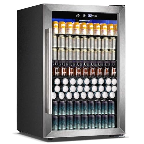 COWSAR 4.5 Cu.Ft Wine Fridge 37 Bottle, ETL Approved Freestanding Wine Cooler 145 Can Beverage Refrigerator with Stainless Steel Reversible Glass Door, Drink Fridge for Home Bar, Kitchen, Game Room