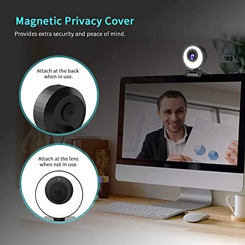 NexiGo N620E Webcam with Light, 1080P 60FPS AutoFocus, ePTZ 2X Digital Zoom, Plug and Play, [Software Included], FHD Streaming Web Camera, Dual Stereo Mics, for Zoom Skype Teams, PC Mac Laptop Desktop 5