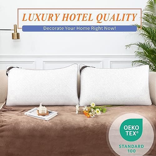 MZOIMZO Luxury Comfy Hotel Collection Bed Pillows for Sleeping- Firm Queen Size Set of 2, Gusseted Cooling Side Mesh Design with Premium Down Alternative Filling for Back, Stomach or Side Sleepers 6