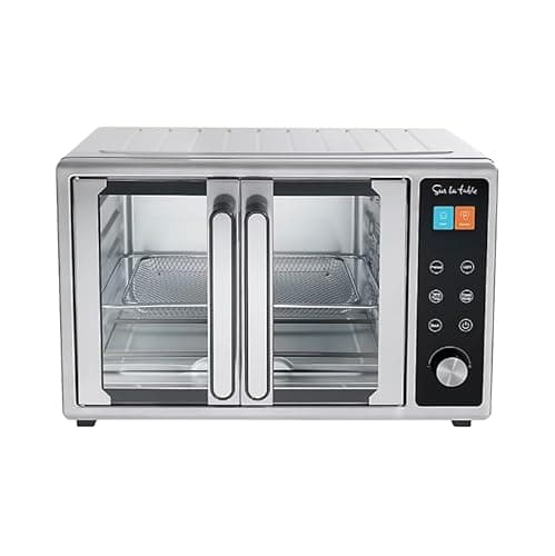 Sur La Table SLT-1832 French Door Air Fryer Toaster Oven Smart AI Cooking 8 Functions Air Fry Bake Toast Broil Dehydrate Pizza Warm Preheat 24H Timer 400°F Temp 13" Pizza 9-Slice Capacity