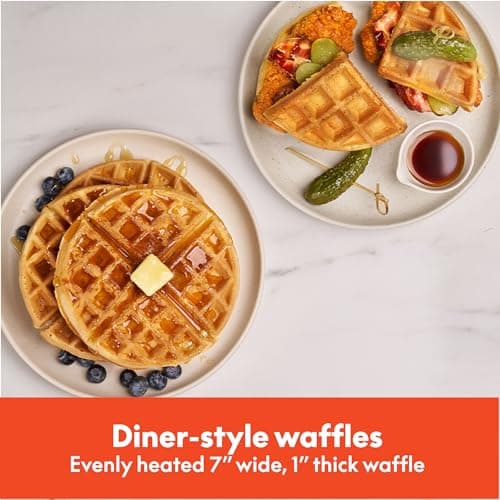 bella Flip-n-Store Waffle Maker with EverGood™ Ceramic Nonstick Coating, Fits-anywhere™ Kitchenware, Power Indicator Light, Cool Touch Handle & Cord Wrap, 7” Wide & 1" Deep Plates, 1000 Watt, Seaglass 5