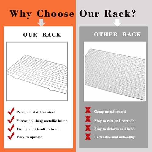 VRUIFA 2PCS Cooling Racks for Cooking and Baking, Stainless Steel Wire Rack Suitable for 10" x 15" Sheet Pan and Grilling, Roasting,Drying, Oven and Dishwasher Safe 8