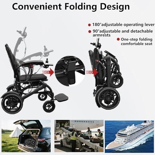 BIQISSI Electric Wheelchair for Adults, 36LBS Lightweight Electric Wheelchairs, 500W Brushless Motor Power Wheelchair, Foldable Motorized Wheelchair for Seniors, Airline Approval, 15Miles, MF-1 9