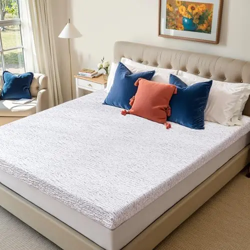 Subrtex Memory Foam Mattress Topper, 3 Inch Queen Mattress Topper for Pressure Relieving, Soft Breathable Single Bed Toppers Mattress Pads with Removable Washable Cover