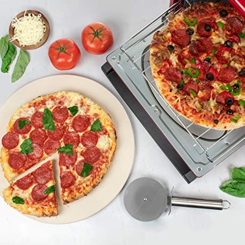 Nostalgia Retro Air Fryer Oven with Bake, Toast, Air Fry, and Broil Functions Large Capacity Fits 12 Slices of Bread Two 12 in. Pizzas - Includes Baking Pan and Frying Basket,21 Qt, Metallic Red 10