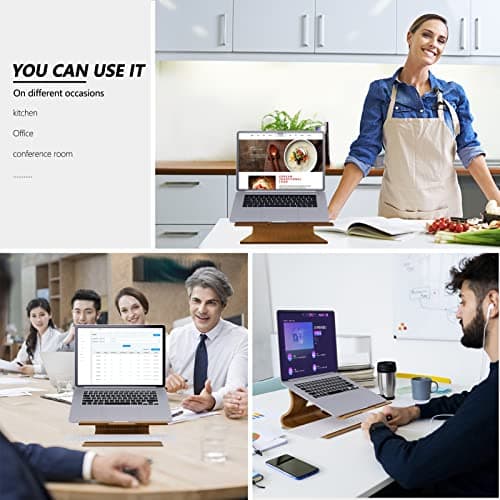 Wooden Laptop Stand,Laptop Holder Stand,Laptop Stand Wooden,Wood Laptop Stand for Desk,Compatible with Most Laptops Heat Dissipation Shelf(Walnut) 6