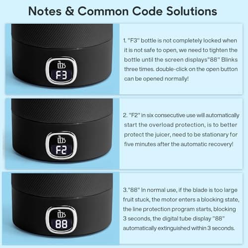 MIAOKE Portable Blender, 6 Blades Juicer Cup for Juice Shakes and Smoothies 350ml Mini Blender with Led Display Usb Rechargeable,3000Mah Rechargeable Battery, for Home Sports Outdoors Travel-Black 9