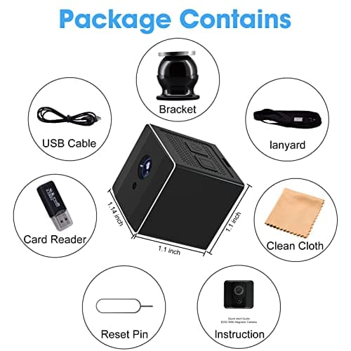HD 1080P Portable Small Nanny Cam with Night Vision,Wireless Mini Spy Camera Body Cam Surveillance Cameras for Home Security Indoor/Outdoor Small Security Camera No WiFi Needed 7