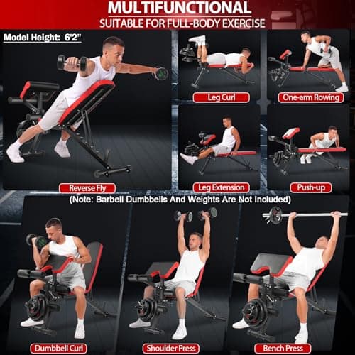 OPPSDECOR Adjustable Weight Bench with Leg Extension and Leg Curl, 800 LBS Heavy Duty Workout Bench for Home Gym, Preacher Curl Bench with Wheels, Flat Incline Decline Exercise Bench for Full Body 6