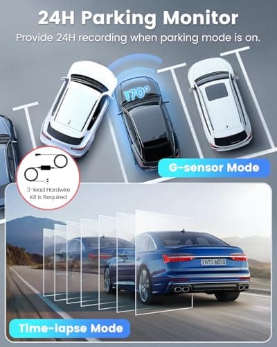 Penemay Dash Cam Front and Rear 4K+1080P with WiFi & App, Dual Car Camera, 64GB Card Included, 24/7 Parking Mode, G-Sensor, Loop Recording, 1.97" Display Screen 6