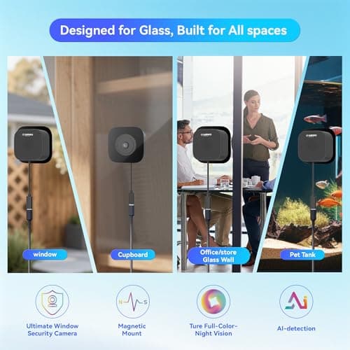 Sirwu Magnetic Window Camera, Window Security Camera with Night Vision, 3MP 2K Indoor Camera for Home Security, OpenAI GPT Enabled, 24/7 Recording, Person/Vehicle Detection, Black 7
