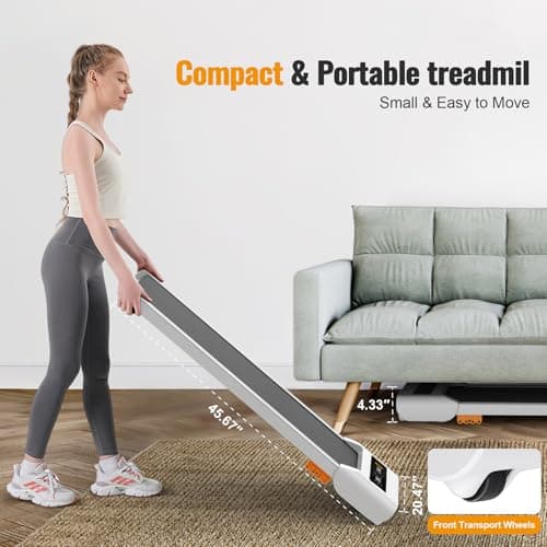 HiFast Walking Pad, 2.5HP Under Desk Treadmill for Home Office, 300 Lbs Capacity Portable Treadmill with Remote Control & LED Display, 2 in 1 for Walking & Jogging 6