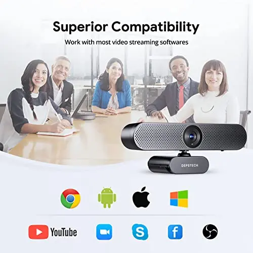 DEPSTECH Webcam 4K, Zoomable Webcam with Microphone and Remote, Equipped with Sony Sensor, 3X Digital Zoom, Noise-Canceling Mics, Auto-Focus Computer Camera for PC/Mac/Laptop/Zoom/Teams/OBS/Google 8