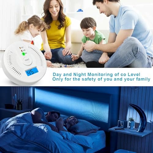 Carbon Monoxide Detectors,CO Detectors Battery Powered,2 Pack Carbon Monoxide CO Alarms with Light&Digital Display for Home,Bedroom,Kitchen,Office 6