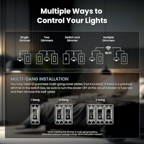 Feit Electric Wi-Fi Smart Dimmer Light Switch, 3 Pack, White 5