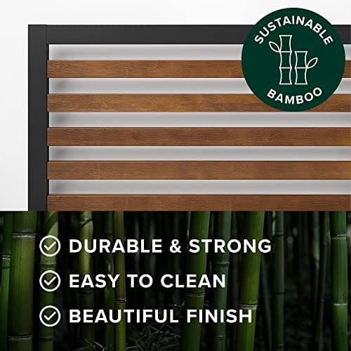 Zinus Kai Bamboo and Metal Platform Bed Frame with Headboard, No Box Spring Needed, Easy Assembly, Queen, Brown 5