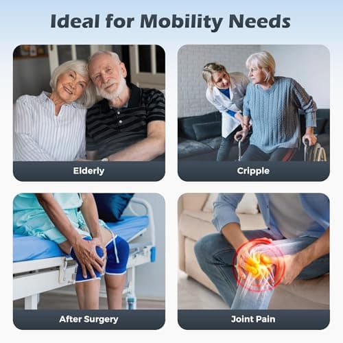 Foldable 4-Wheel Mobility Scooter for Adults – Portable Motorized Scooter with 330 lbs Capacity, Detachable Battery, Dual Baskets, Cup & Phone Holder, Blue 8