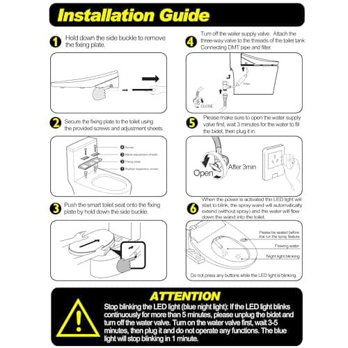 XCQQ Bidet Toilet Seat with Rmote Control, Bidet with Warm Water and Air Dryer, Heated Toilet Seat, Rear and Feminine Multiple Spray Modes, Self Cleaning Nozzle, Night Light - Elongated 8