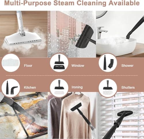Steam Cleaner, 6 in1 Rotated Steam Mop Cleaner with 2 Modes, 2 Microfiber Pads, 400ML Removable Tank, 23FT Power Cable, Detachable Steam Mops for Floor, Laminate Floor, Tiles Cleaning (Peacock Blue) 5