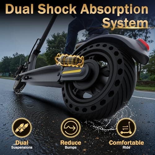 WERHY 10 Inches Electric Scooter, 500W Powerful Motor & 22 MPH Top Speed, 22-28Miles Long Range, Folding E Scooter with Dual Braking for Adults 5