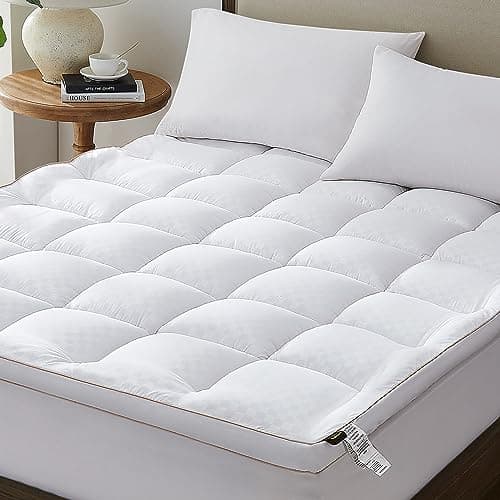 Mattress Topper King, Cooling Mattress Pad Cover for Hot Sleepers, Extra Thick 5D Snow Down Alternative Overfilled Plush Pillow Top with 8-21 Inch Deep Pocket -78"x80" Cream White