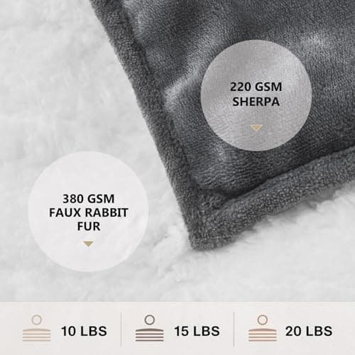 Homemate Heated Weighted Blanket for Adults - 50"x60" 10lbs Electric Throw Fast Heating Heavy Blanket 1/2/4/6/8 Hour Auto Off 10 Heat Levels Over-Heat Protection Soft Flannel Sherpa 7