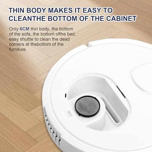 Mini Robot Vacuum Cleaner for Pet Hair, 1200Pa Suction with Dual Side Brushes, 6cm Ultra-Thin ≤55dB Quiet, Fits Hardwood/Low-Pile Carpets，Powerful Suction Robot Vacuum for Small Homes 5