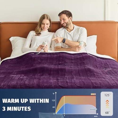 BOMOVA Heated Electric Blanket Queen- 84" x 90" Heating Blanket with 10 Heating Levels & 8 Hours Auto Off, Warm Flannel Blanket, Christmas Birthday Gifts for Women 5