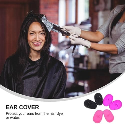 DEARMAMY Hairdressing Ear Cover:3 Pairs Waterproof Silicone Earmuffs for Hair Dye, Flat Iron, Straightener, Hot Styling Tools - Heat Protection Cover 6