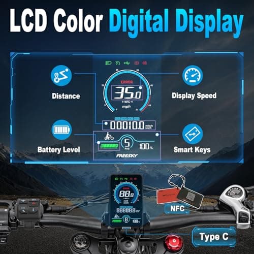 FREESKY 2000W Electric Bike with BAFANG Motor & 48V 30Ah Battery, 35MPH Max Speed, 120 Miles Range, Full Suspension Mountain Ebike for Adults, 26" Fat Tires, Smart Keys, Hydraulic Brakes 6