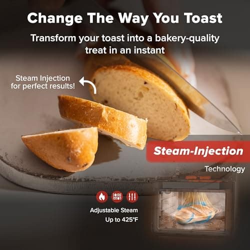 Nuwave PFAS-Free Steam Oven & Air Fryer, All-in-One Convection Cooker with Precision Steam Control, Toast, Air Fry, Sous Vide, Steam & More, Juicier Meats, 120 Presets, 50–450°F, Stainless Steel 8