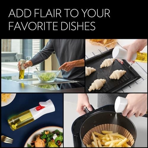 FLAIROSOL OLIVIA. The Original Advanced Oil Sprayer for Cooking, Salads, BBQs and More, Continuous Spray with Portion Control, Trusted by Chefs. Patented Technology. (Glass Bottle) (Gold Print) 8