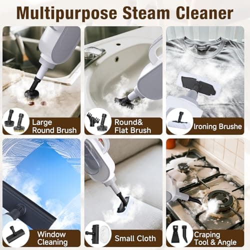 Steam Mop, 13-in-1 Powerful Handheld Steam Cleaner with 13 Accessories, 500ML Removable Tank, 23FT Power Cable, Detachable Steam Mops for Floor Cleaning, Tiles, Windows, Tile Grout, Carpets, Furniture 7