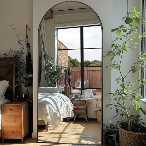 Homsion Full Length Mirror, 76"x34" Oversized Arched Mirror Large Standing Mirrors, Tall Mirrors Body Floor Mirror for Bedroom Living Room Aluminum Frame,Black 9