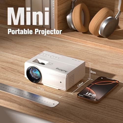 AuKing Projector, 2025 Upgraded Mini Projector, Full HD 1080P Home Theater Video Projector, Compatible with HDMI/USB/AV/Smartphone/TV Box/Laptop 7