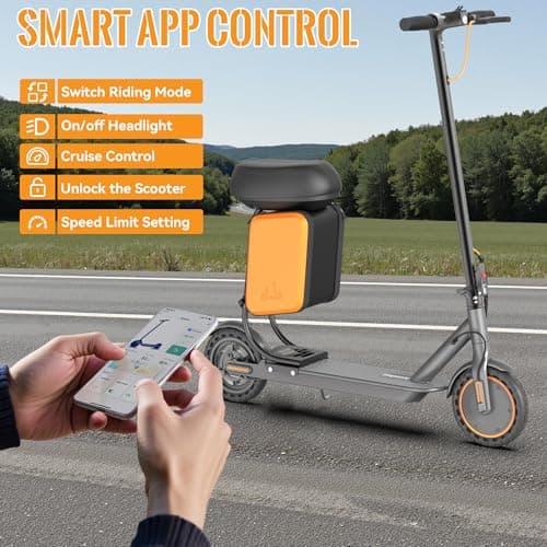 Aovowheel Electric Scooter for Adults, Folding E Scooter with 350W Motor 19 Mph Top Speed, Max 23 Miles Long Range, 8.5'' Solid Tires Commuting Scooters with Dual Brakes System, APP 6