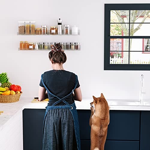 Sezanrpt Acrylic Wall Spice Rack Organizer, Seasoning Rack Shelf Organizer, Clear Wall Mounted Spice Rack Condiment Organizer with Additional Removable Middle Divider, 4 Pack… 7