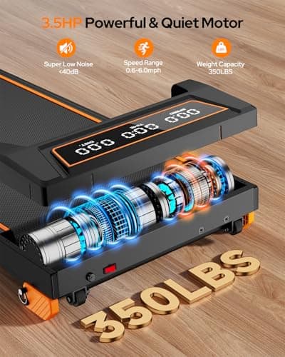 Walking Pad Treadmill with 12% Incline & Adjustable Height, 4 in 1 Folding Under Desk Treadmill, Upgraded 3.5HP Walking Pad with Handle Bar, Electric Portable Treadmills for Home 350LBS, LED Display 8