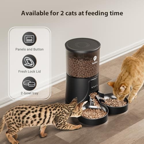 PETULTRA Automatic Cat Feeder for 2 Cats: Cat auto 2.4G WiFi - Timed Smart App Control 1-10 Meals| Automatic Pet Feeder for Cats and Small Dog Indoor- Dual Power& Detachable Clean 5