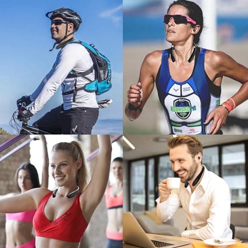 AMORNO Foldable Bluetooth Headphones Wireless Neckband Headset with Retractable Earbuds, Sports Sweatproof Noise Cancelling Stereo Earphones with Mic 6