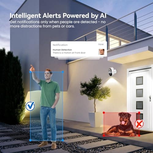 ClipBlur 1080p Wireless Security Camera, 2.4GHz Wi-Fi Only, Color Night Vision, AI Human Detection, PIR Motion Detection, 2-Way Talk, Outdoor Surveillance Bullet Cam, No Solar Panel Included (2 Pack) 5