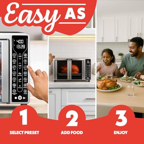 Gourmia French Door Air Fryer – 25 Qt Large Capacity Convection Oven, Fryfroce 360°, Digital Display with 17 Cooking Presets, Bake, Toast, Roast, Dehydrate, Fits 12” Pizza 10