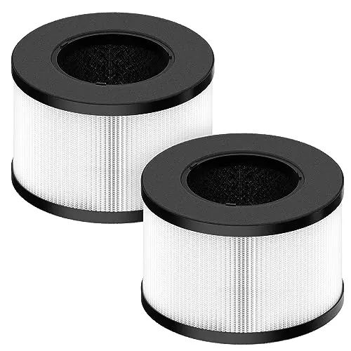BS-03 HEPA Replacement Filter Compatible with PARTU and Slevoo BS-03 HEPA Air Purifier with 3-in-1 Filtration System, 2 Pack