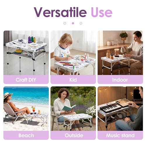 Yriuat Folding TV Trays Foldable Dinner Tray Table Adjustable Height Food Snack Eating Couch Side Table Study Aluminum Portable Sofa Tray End Table for Outdoor Indoor Camp Pinic Bed Couch Living Room 6