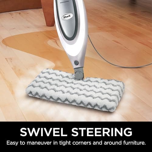 Shark® Professional Steam Pocket® Mop with Swivel Steering, 2 Washable Double-sided Pads, Steam Sanitization, Lightweight, Steam Cleaner for Sealed Hard Floors, Marble, Stone & Laminate, Grey, S3601 5