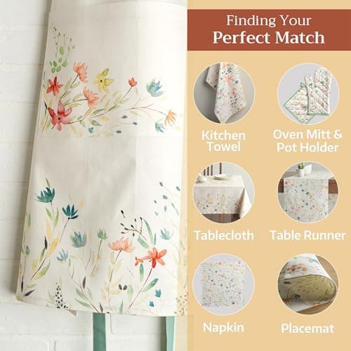 Maison d' Hermine Apron for women with Pocket 100% Cotton 27.50"x31.50" 1 Piece Adjustable Neck Strap & long ties Apron Men, Chef, Wedding, Cooking, Gardening, Server Spring/Summer (Colmar) 6