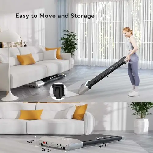 Superun 3.0 Treadmills for Home, 2.75HP Walking Pad Under Desk Treadmill with 305 lb Capacity, Portable Treadmill for Walking/Jogging in Low Noise 40DB, Installation-Free - Silver 7