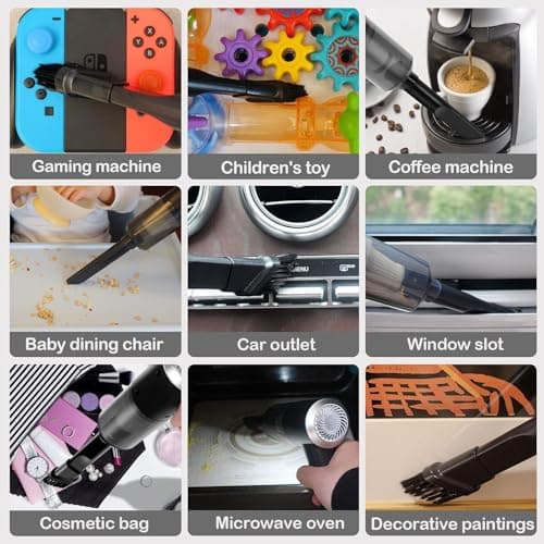 Auloea Mini Portable Vacuum Cleaner, Keyboard Wireless Handheld Vacuum with Brush Motor 4500PA High Power and TypeC, for Car,Office and Home Cleaning /V01/Black 8